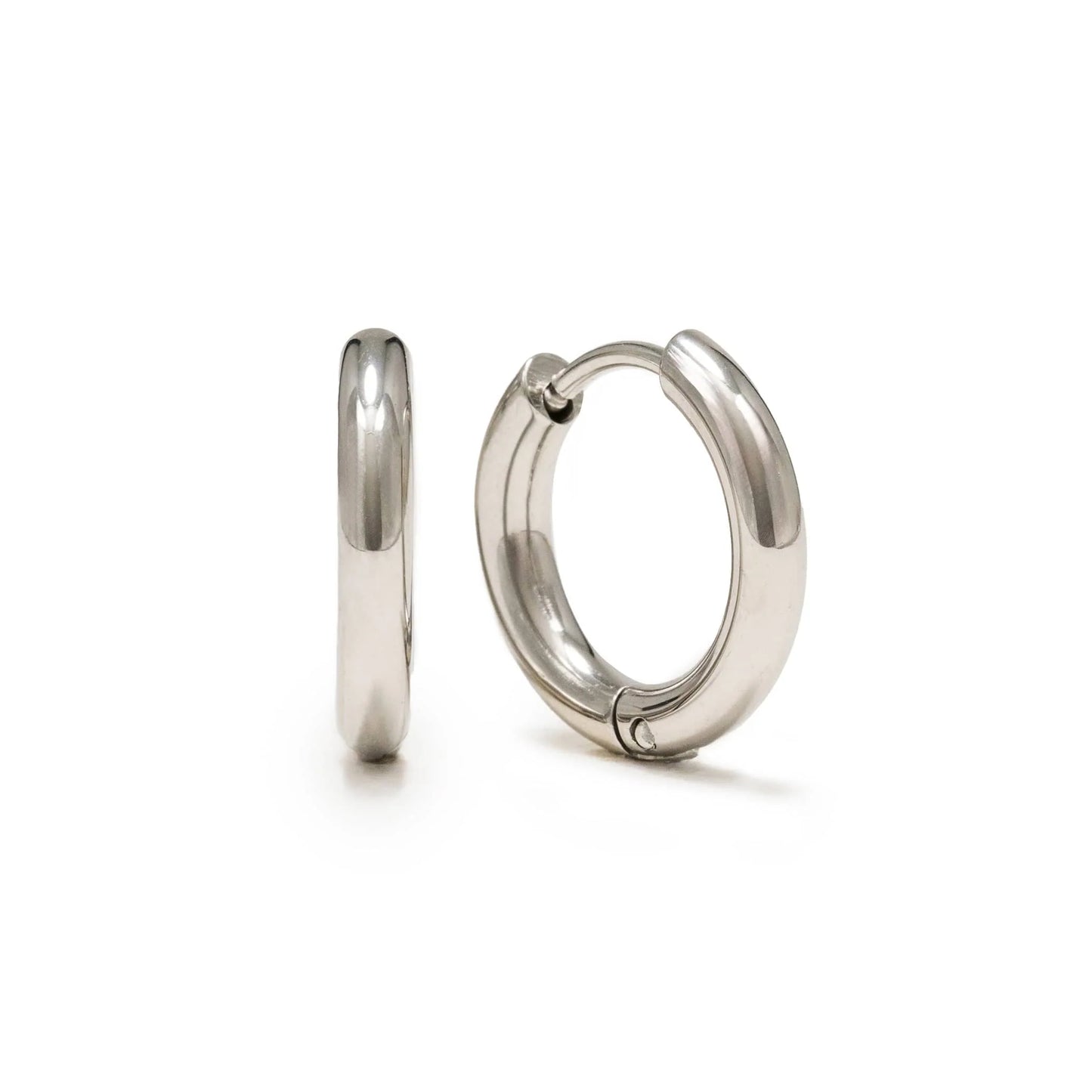 Tube 15mm Hoop Earrings Silver