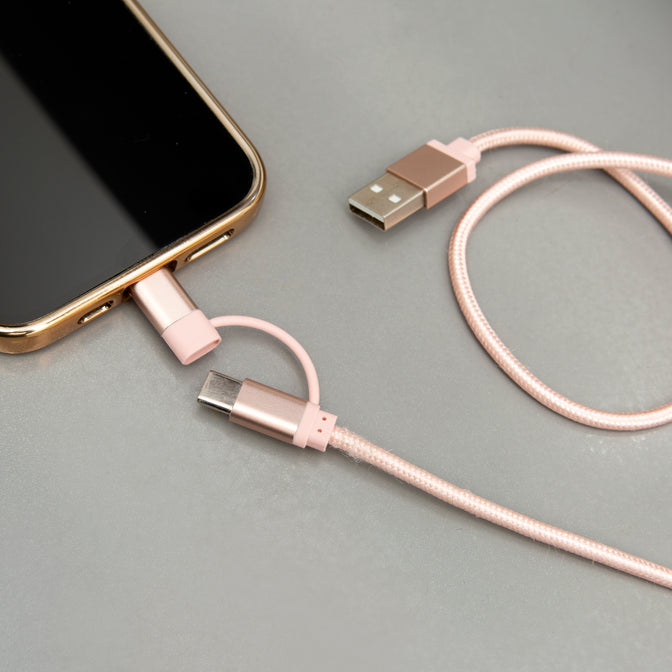 Rose Gold 2-In-1 Braided Cable