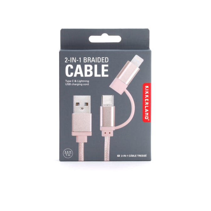 Rose Gold 2-In-1 Braided Cable