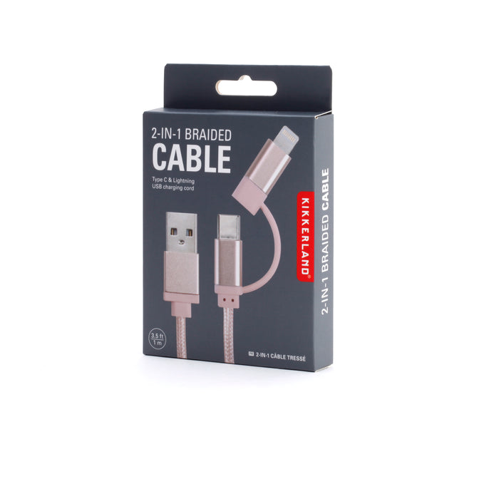 Rose Gold 2-In-1 Braided Cable