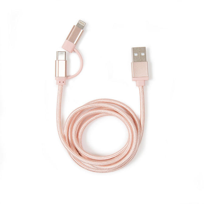 Rose Gold 2-In-1 Braided Cable
