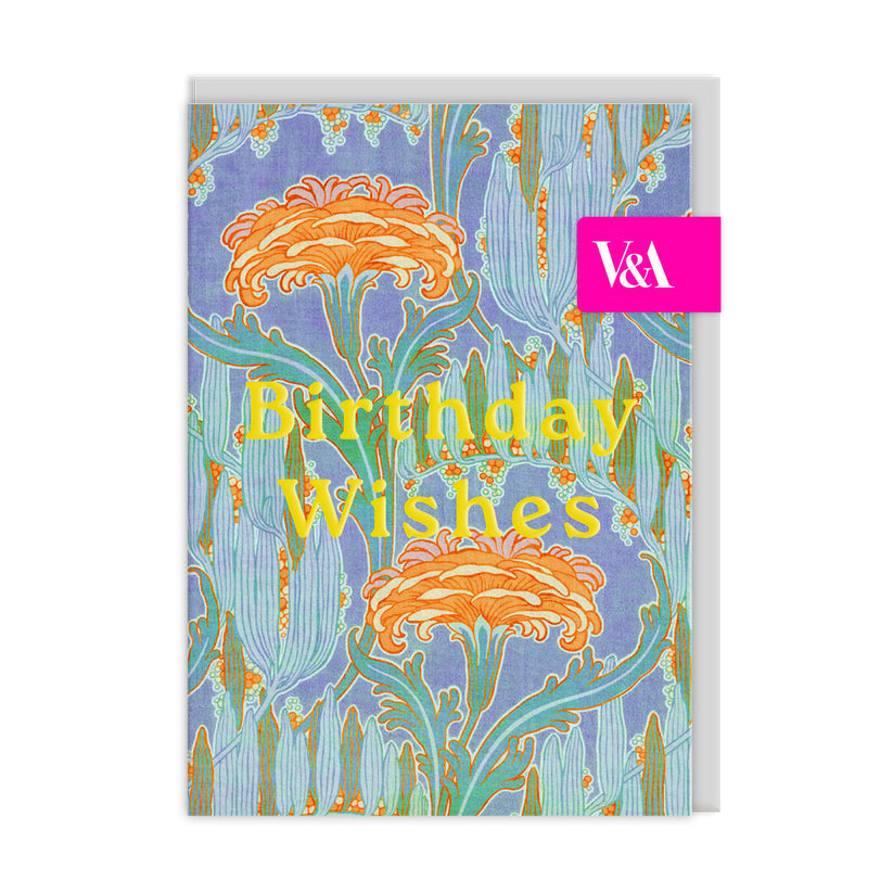 Neon Floral Orange Flower Greeting Card