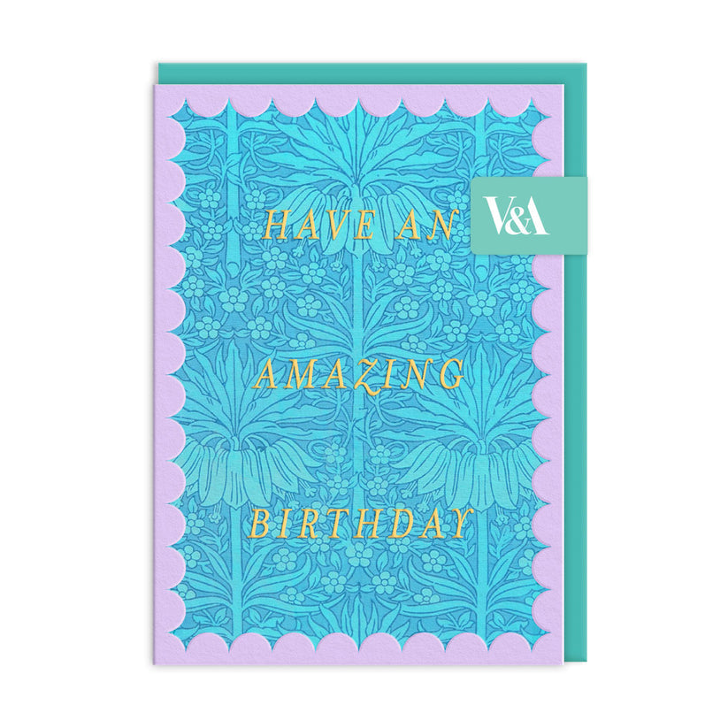 Scalloped Blue Fritillaria Greeting Card