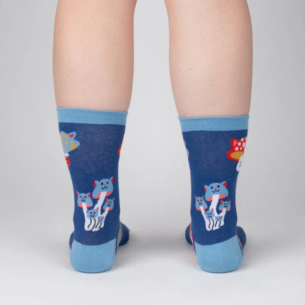 Women's Crew Socks Mushroom Cats