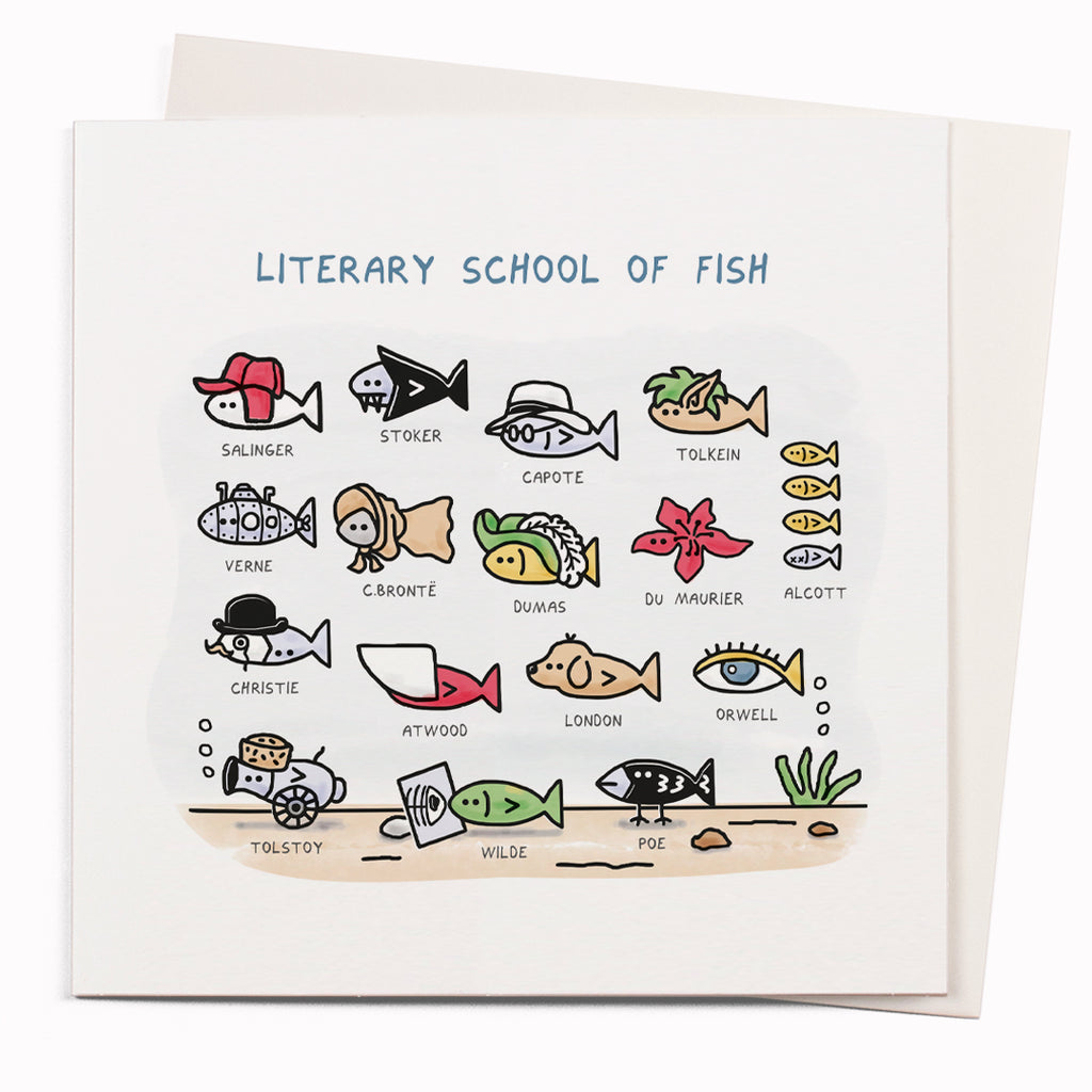 Literary School Of Fish Humour Greeting Card