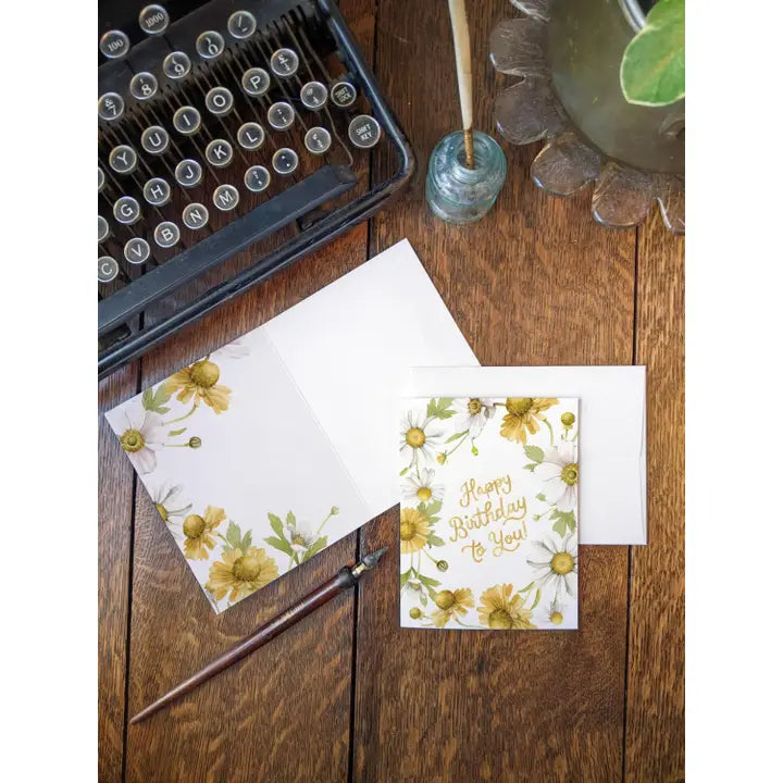 Yellow Floral Birthday Greeting Card