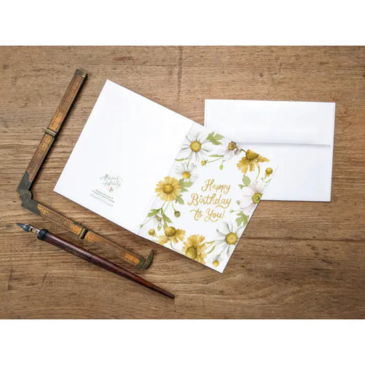 Yellow Floral Birthday Greeting Card