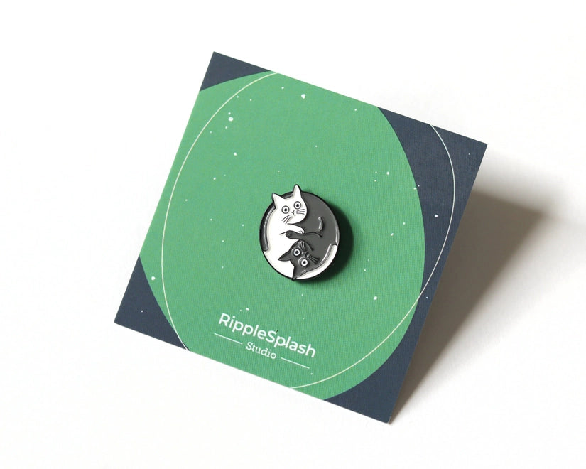 Yin Yang Cats funny cute Enamel Pin