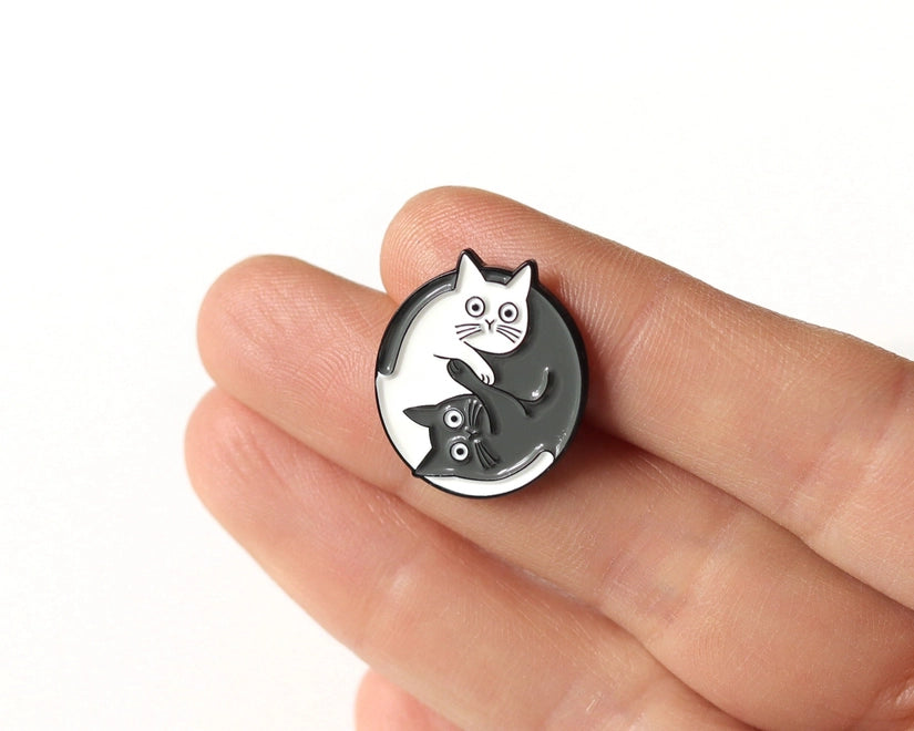 Yin Yang Cats funny cute Enamel Pin