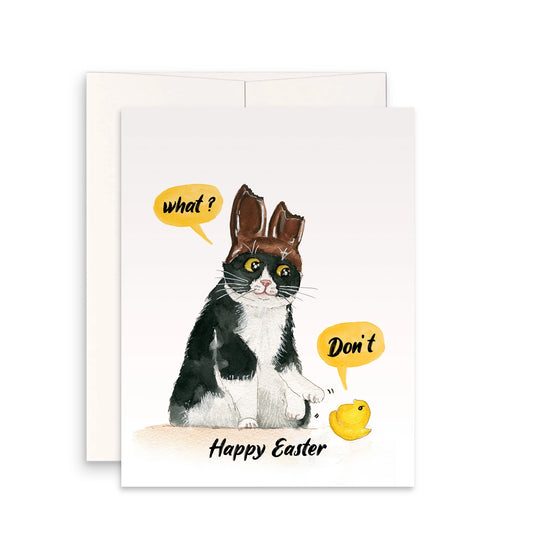 Naughty Bunny Cat Easter Card