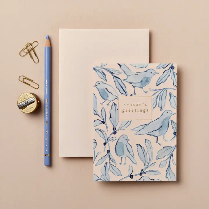 Blue Robin Season's Greetings Card
