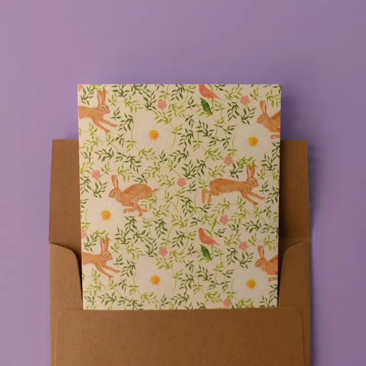 Rabbit and Daisy Countryside Greeting Card