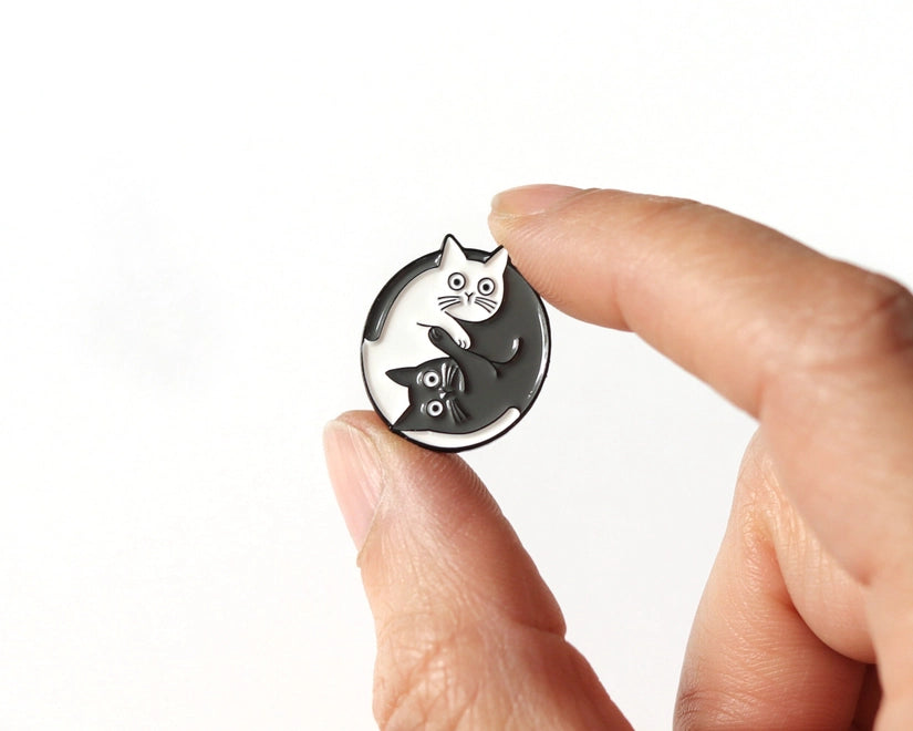 Yin Yang Cats funny cute Enamel Pin