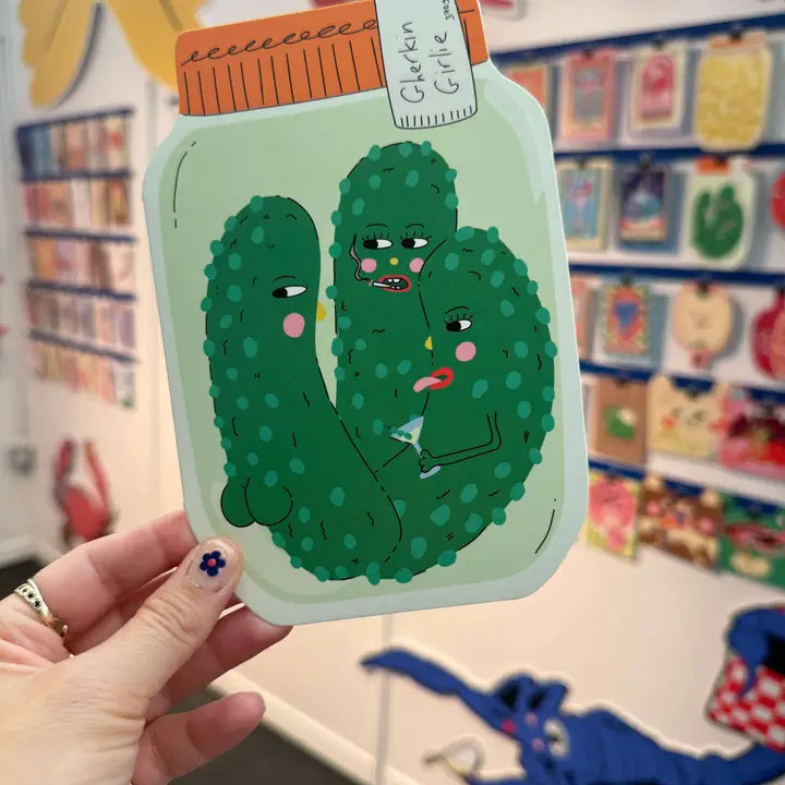 Gherkin Girlie Die Cut Greeting Card