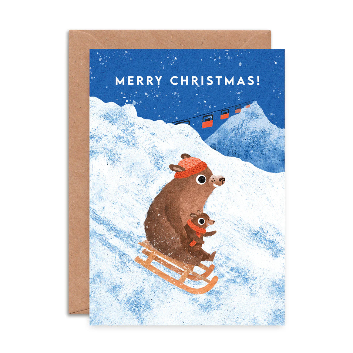 Merry Christmas Sledging Bears Card
