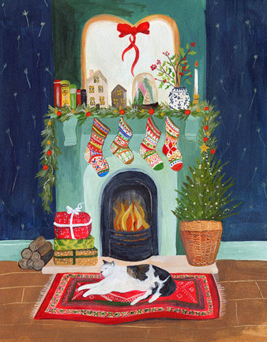 Cosy Fireplace Boxed Holiday Cards
