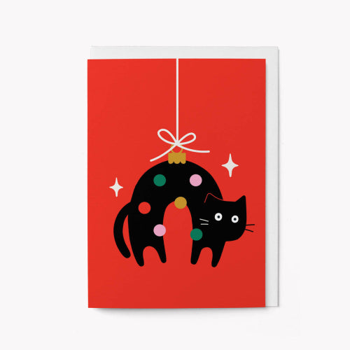 Curious And Festive Cat Christmas Card