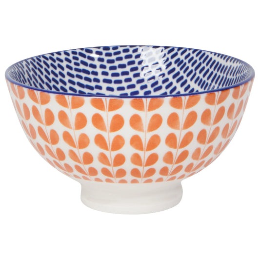 4" Orange Blue Blossom Stamped Bowl