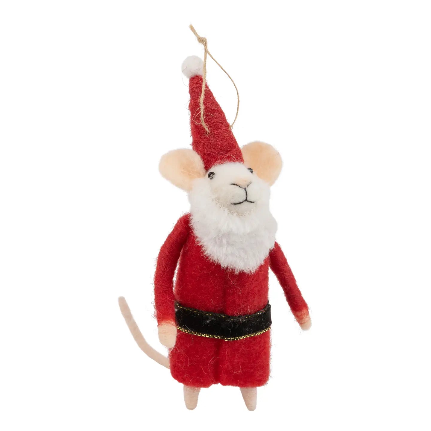Felt Mouse In Santa Coat And Hat Ornament