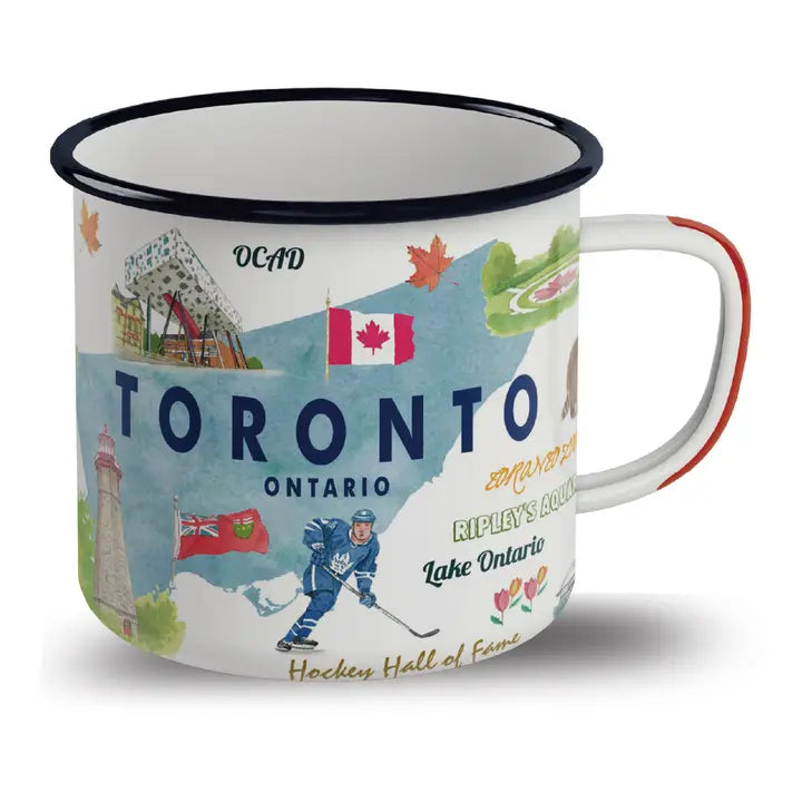 Toronto Enamel Mug - Travel Souvenir with Sports & Landmarks
