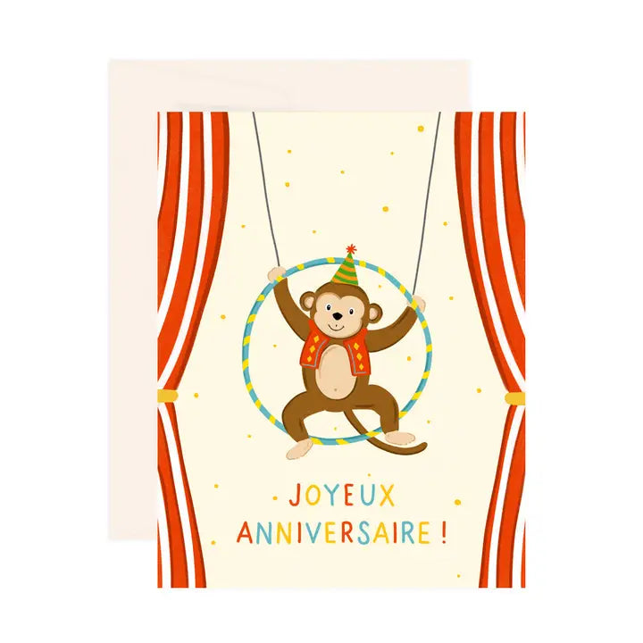 Birthday Circus Monkey Card