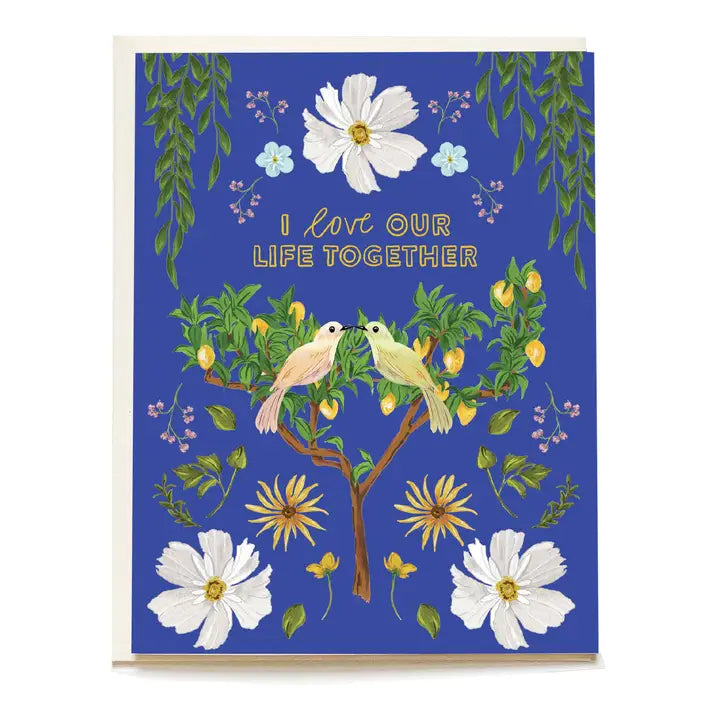 Lemon Tree Love Birds Anniversary Greeting Card