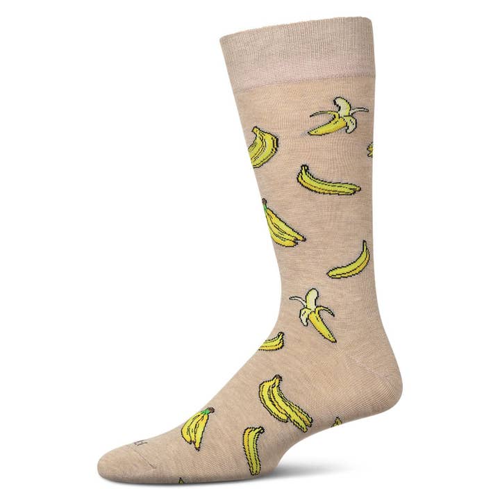 Men's Bamboo Crew Socks Hemp Heather Bananas