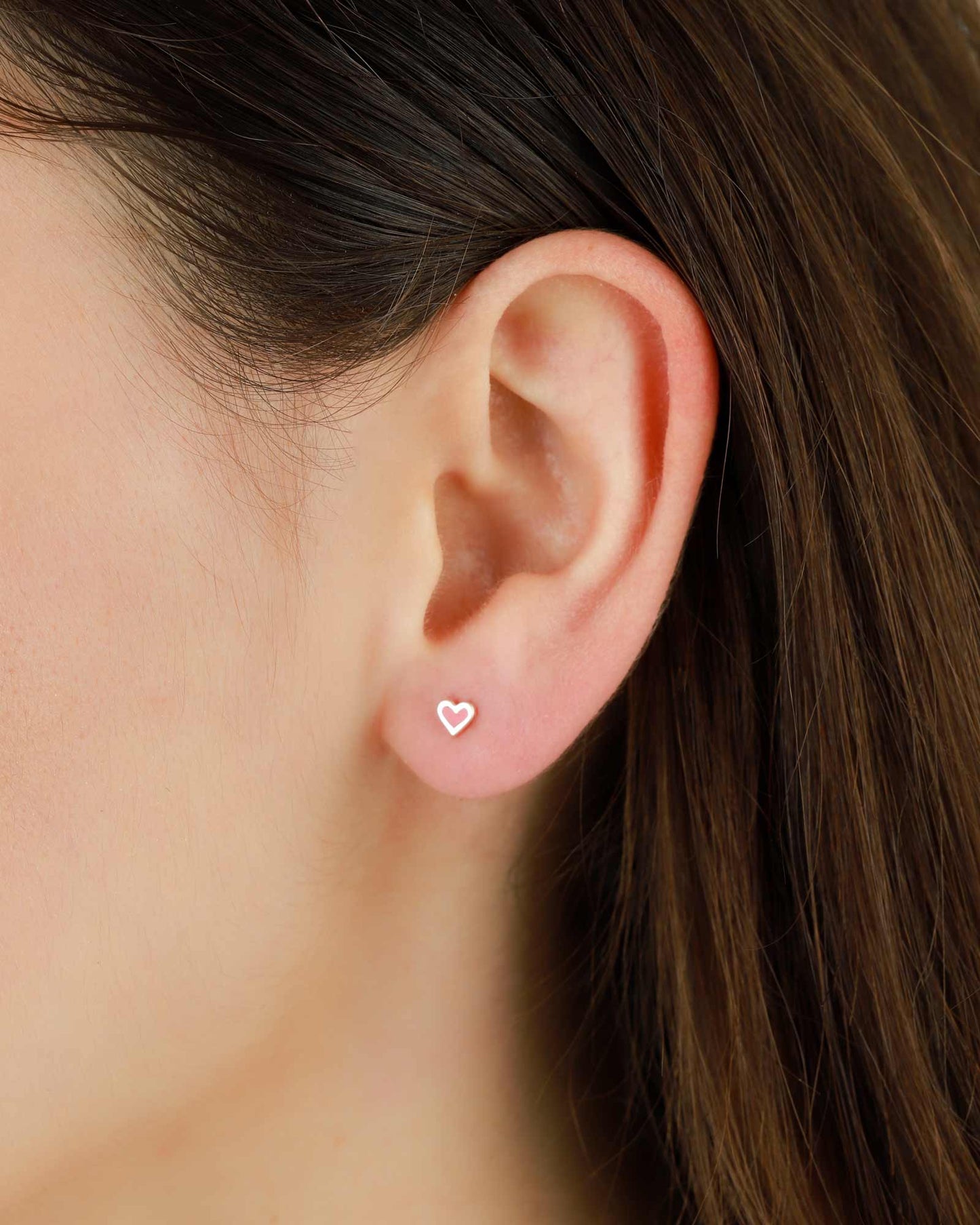 Super Tiny Enamel Heart Stud Earrings