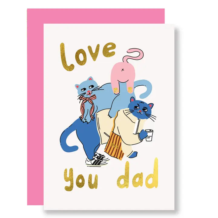 Daddy Cat And Kittens Card