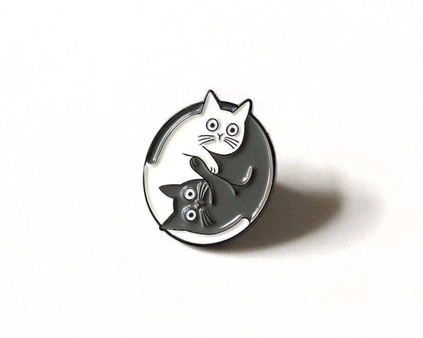 Yin Yang Cats funny cute Enamel Pin