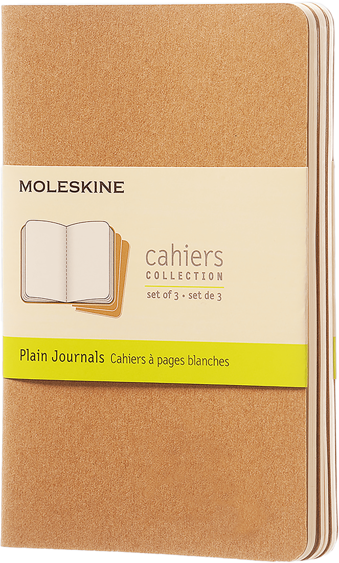 Cahier Pocket Kraft Brown Set Of 3 Plain Journal