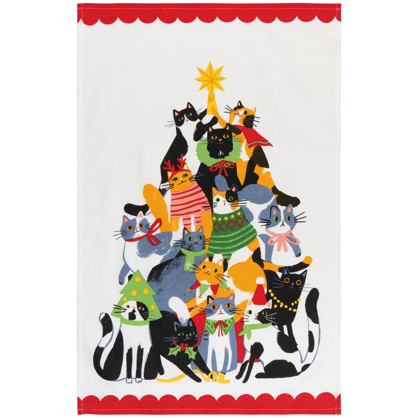 Kitty Carol Christmas Tea Towel