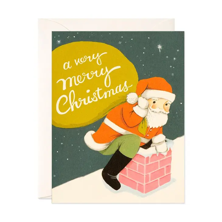 Santa on Rooftop Card