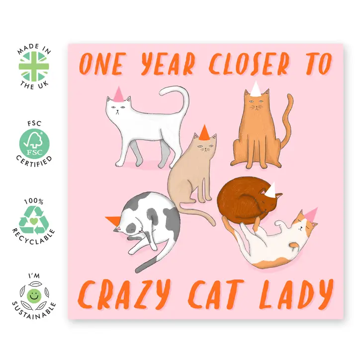 Crazy Cat Lady Funny Card