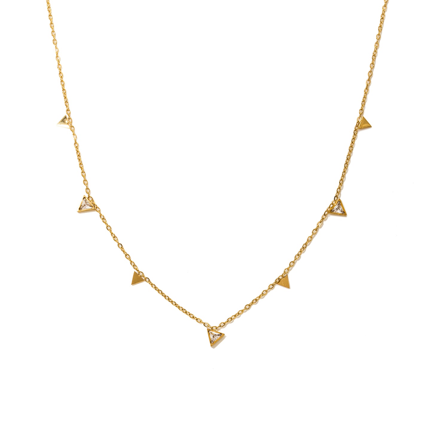 Sail Triangle CZ Necklace Gold