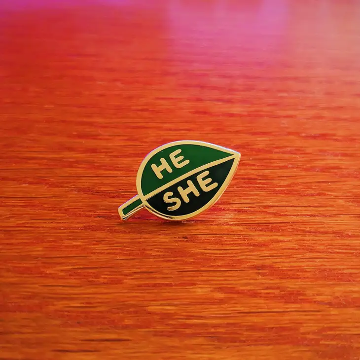 @163 Pronoun Leaf Pin - He / She