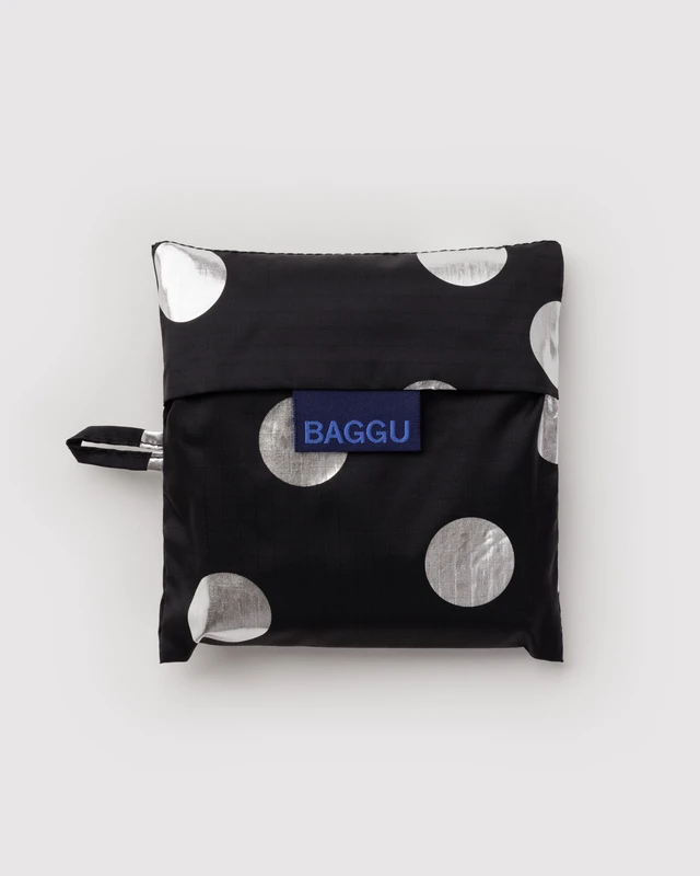 Standard Baggu - Silver Metallic Polka Dot