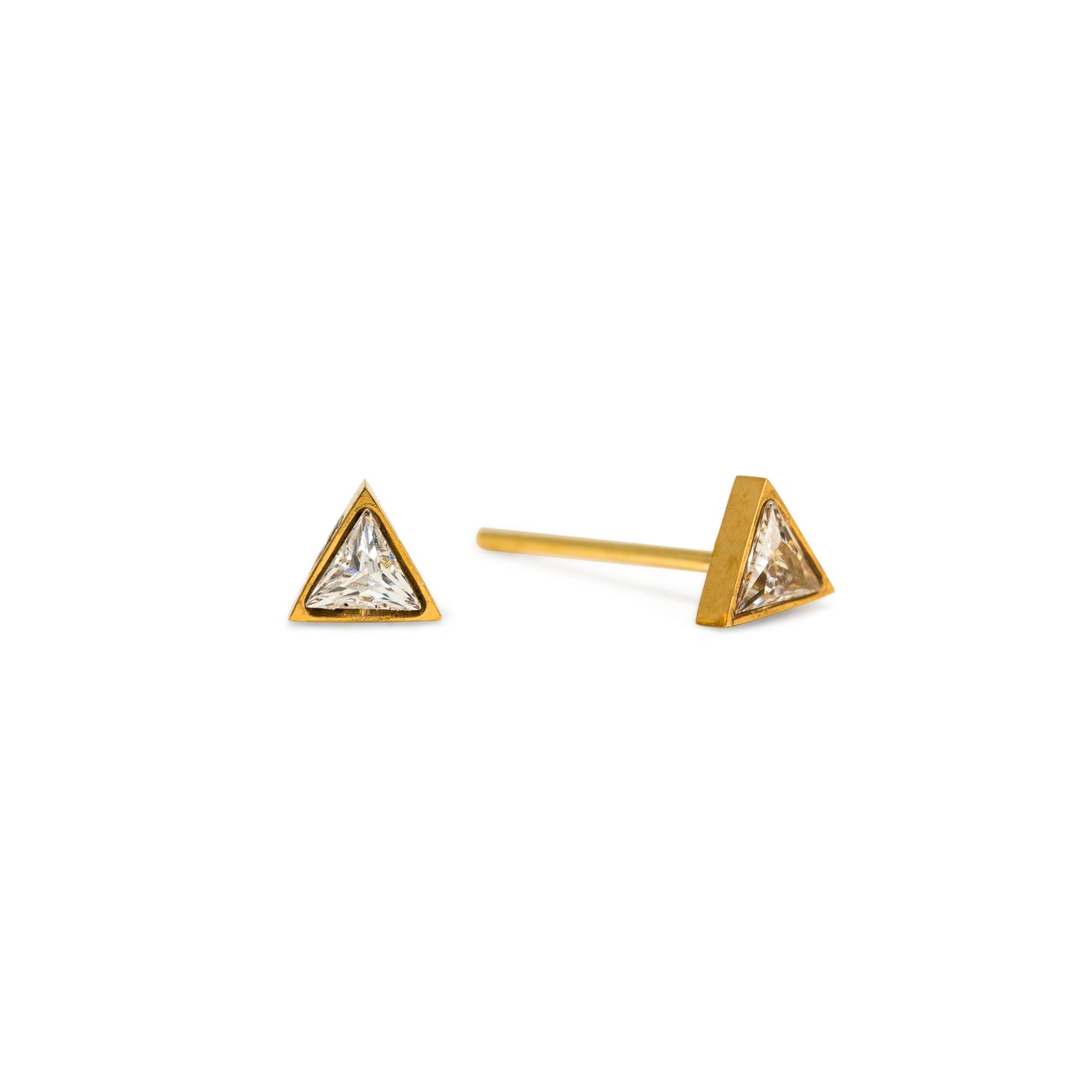 Sail Triangle CZ Stud Earrings Gold