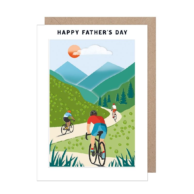 Happy Father's Day Cycling In The Mountains Card