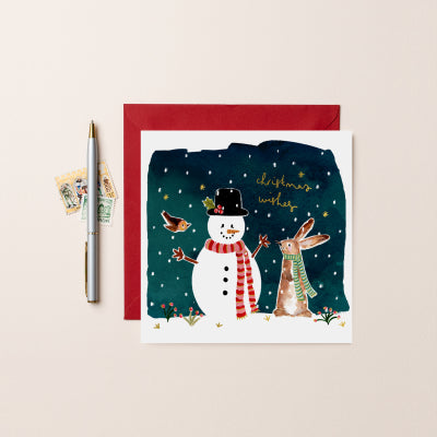 Snowman And Bunny Card