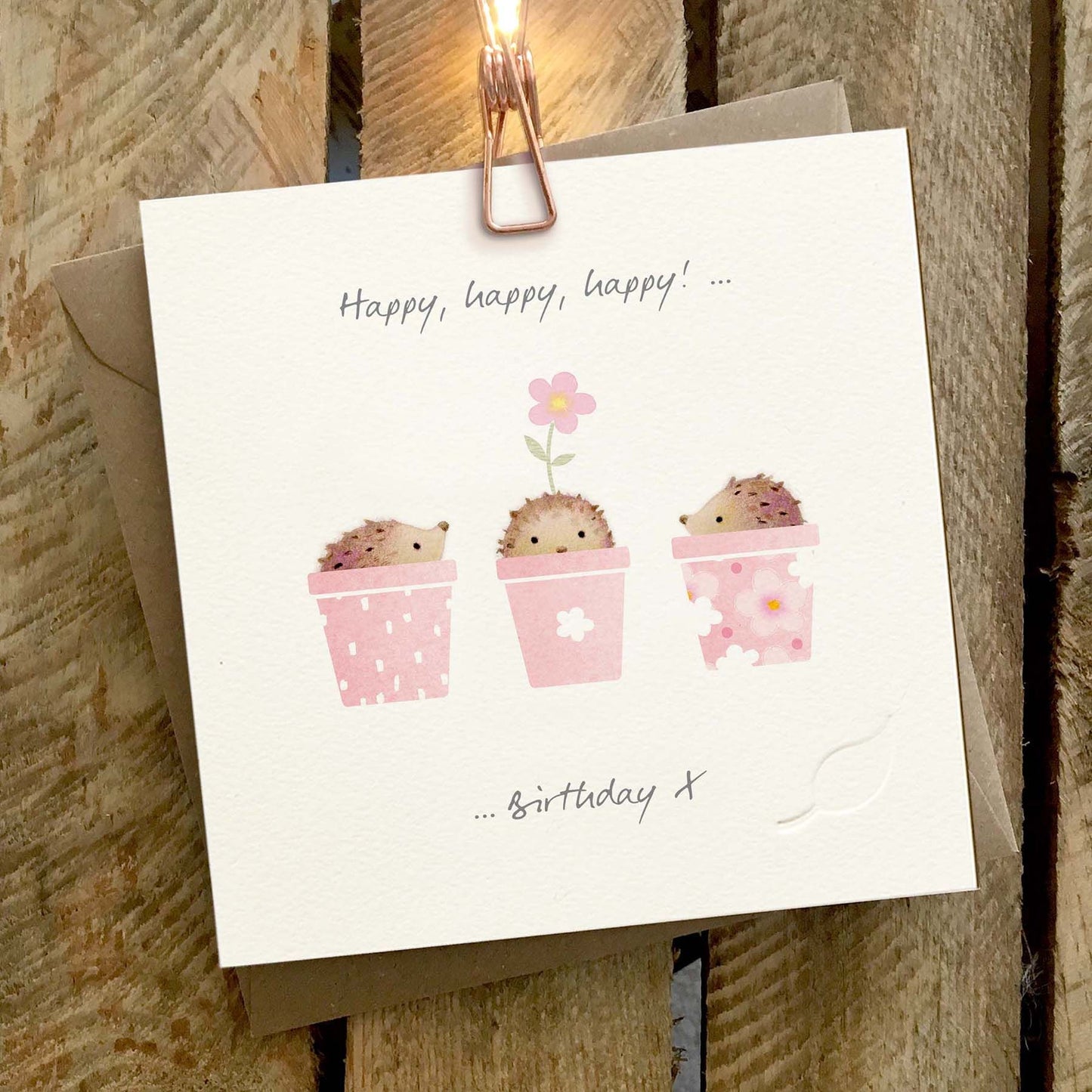 Happy Happy Happy Birthday Hedgehog Card