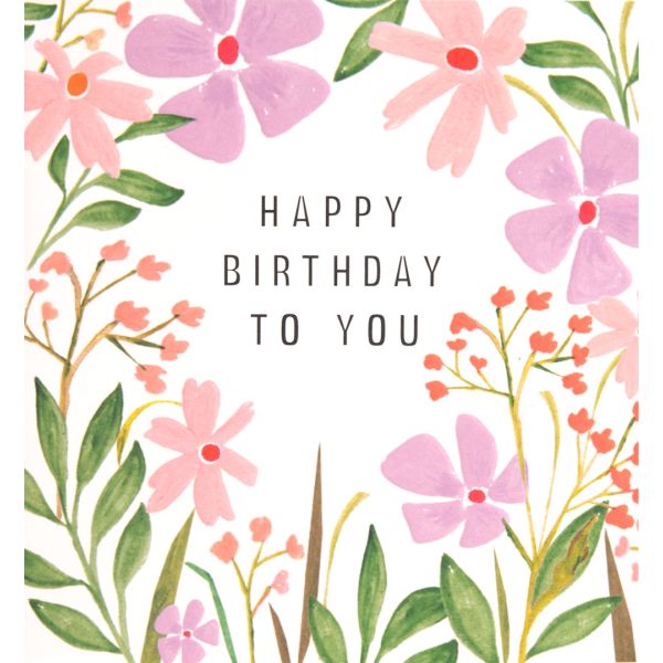 Happy Birthday, Floral Card