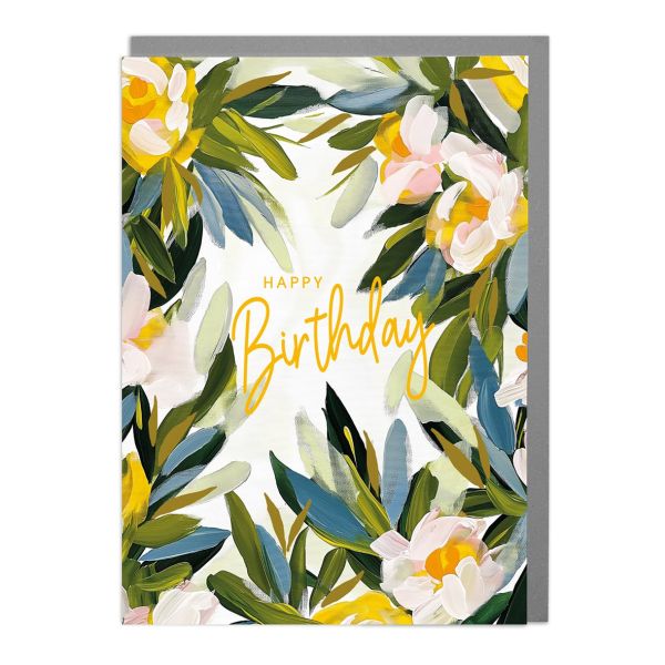 Happy Birthday, Flower Painting Card