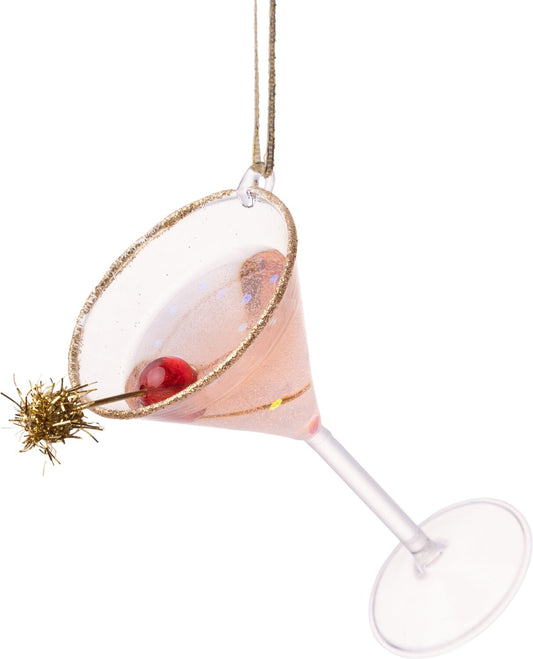 Pink Martini Glass With Gold Rim Ornament