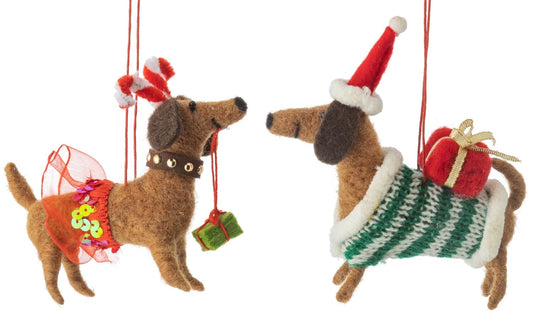 F65 - Felt Brown Dachshund Ornament