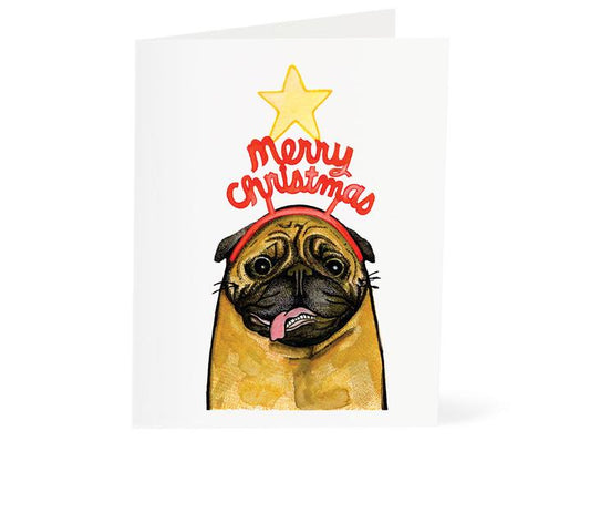 Pug Merry Christmas Card