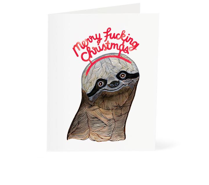 Sloth Merry F* Christmas Card