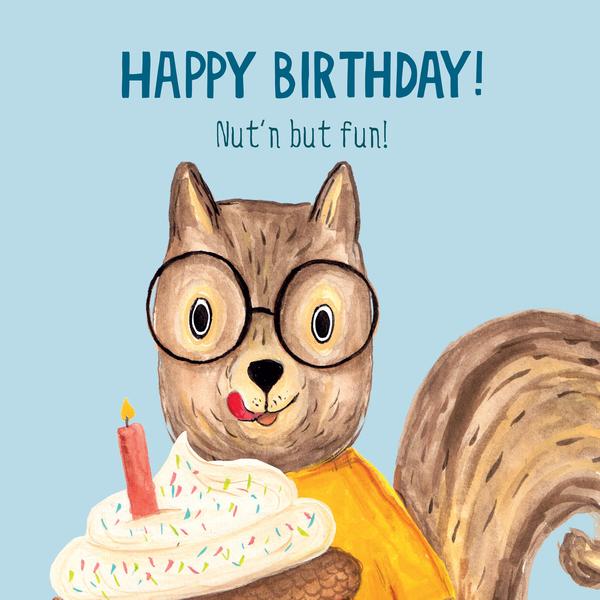 Birthday Squirrel Food Card