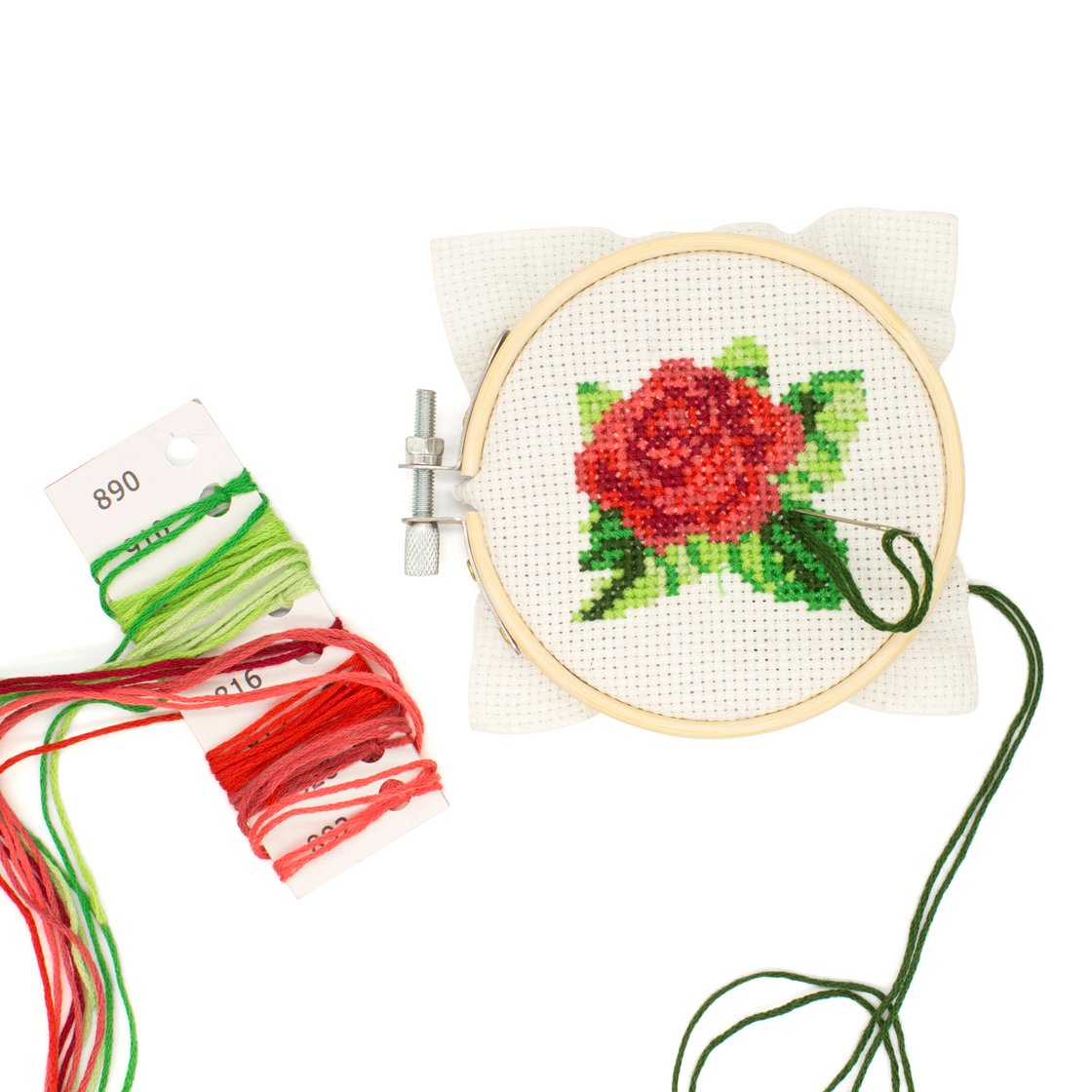 Mini Cross Stitch Embroidery Kit Rose