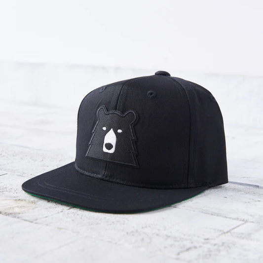 Kids Snapback Black With Black Bear